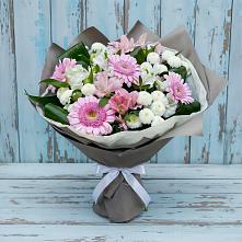 Букет цветов из:  Герберы, Альстромерии и Хризантемы #REPLACE_PRED# Краснокумском