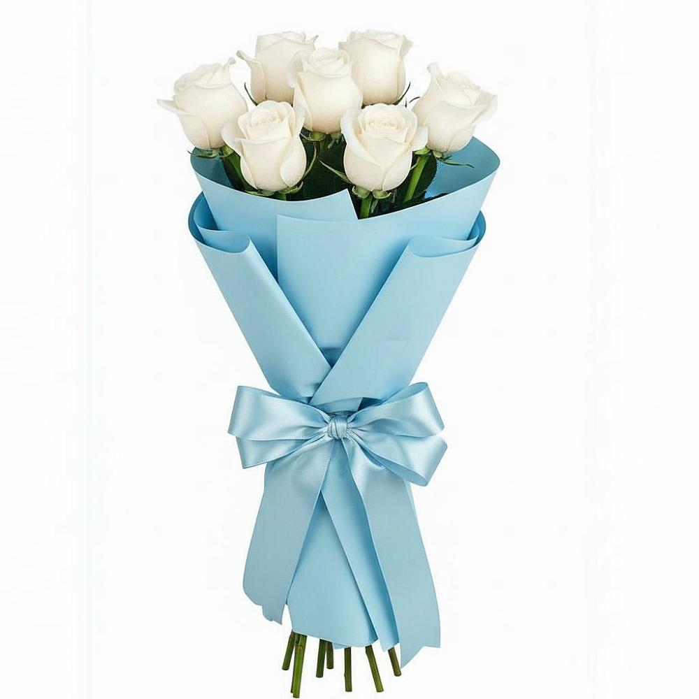 Букет 7 белых роз Проуд в Краснокумском
