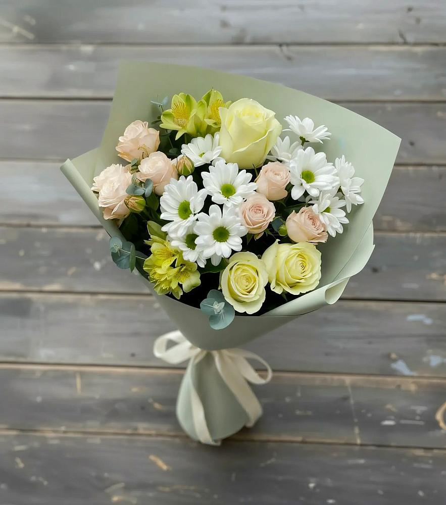 Букет цветов из: Альстромерии, Розы и Хризантемы в Краснокумском