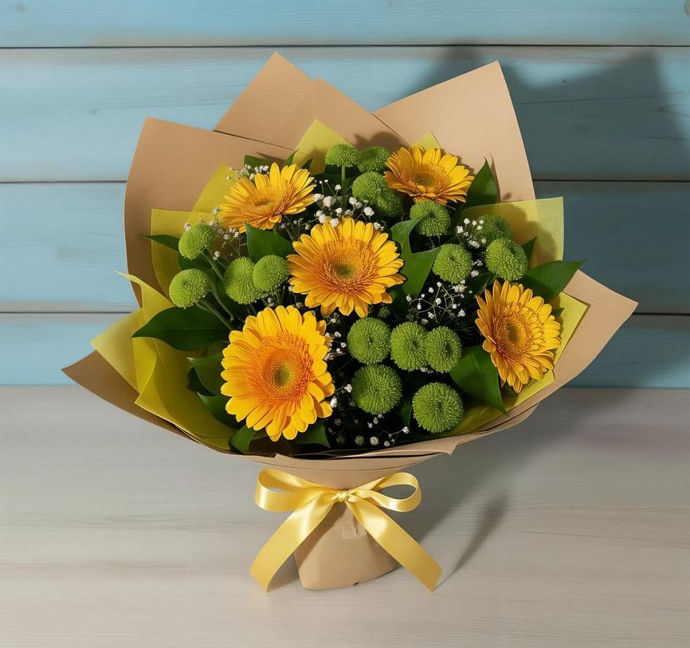 Букет цветов из: Герберы и Хризантемы в Краснокумском
