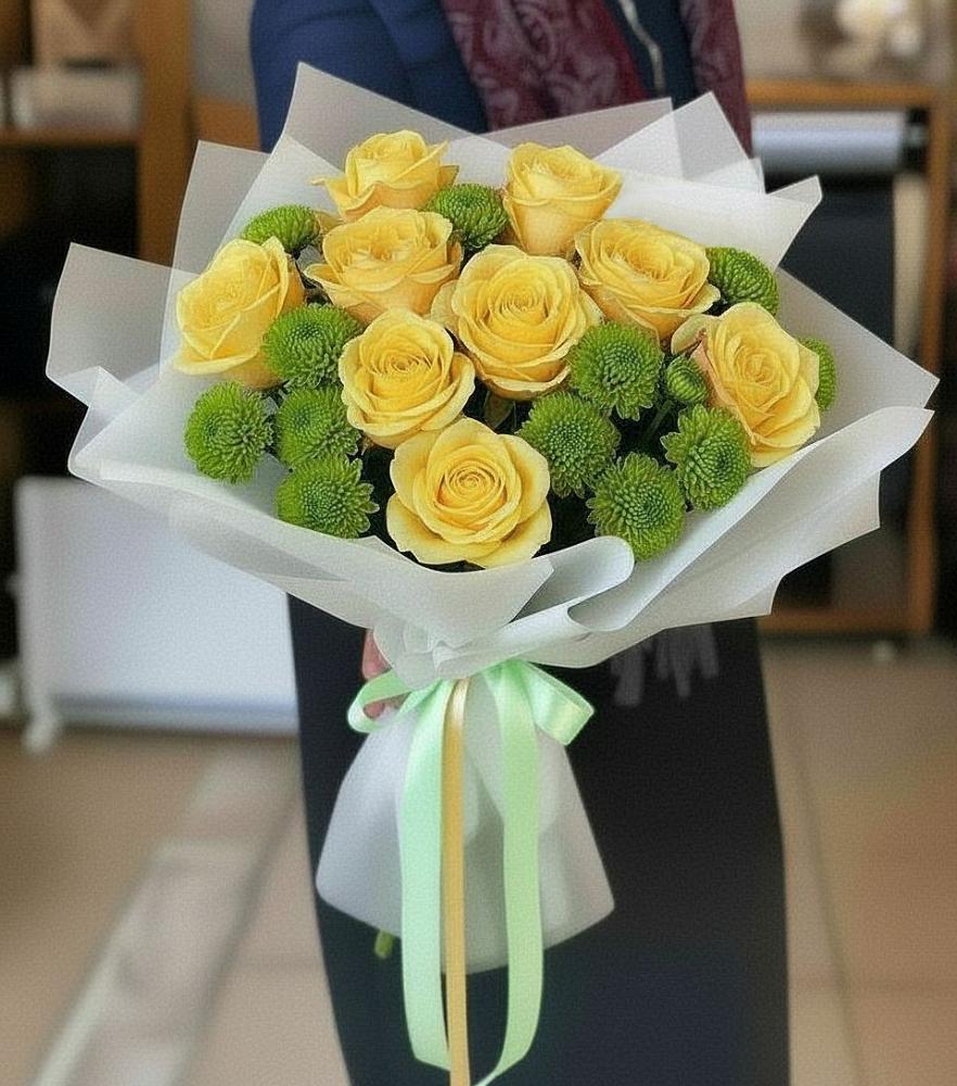 Букет цветов из: Хризантемы и Розы в Краснокумском