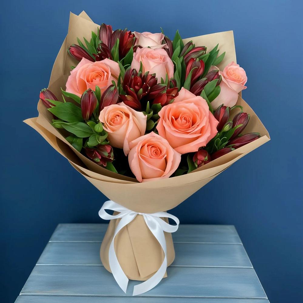 Букет цветов из: Розы и Альстромерии в Краснокумском