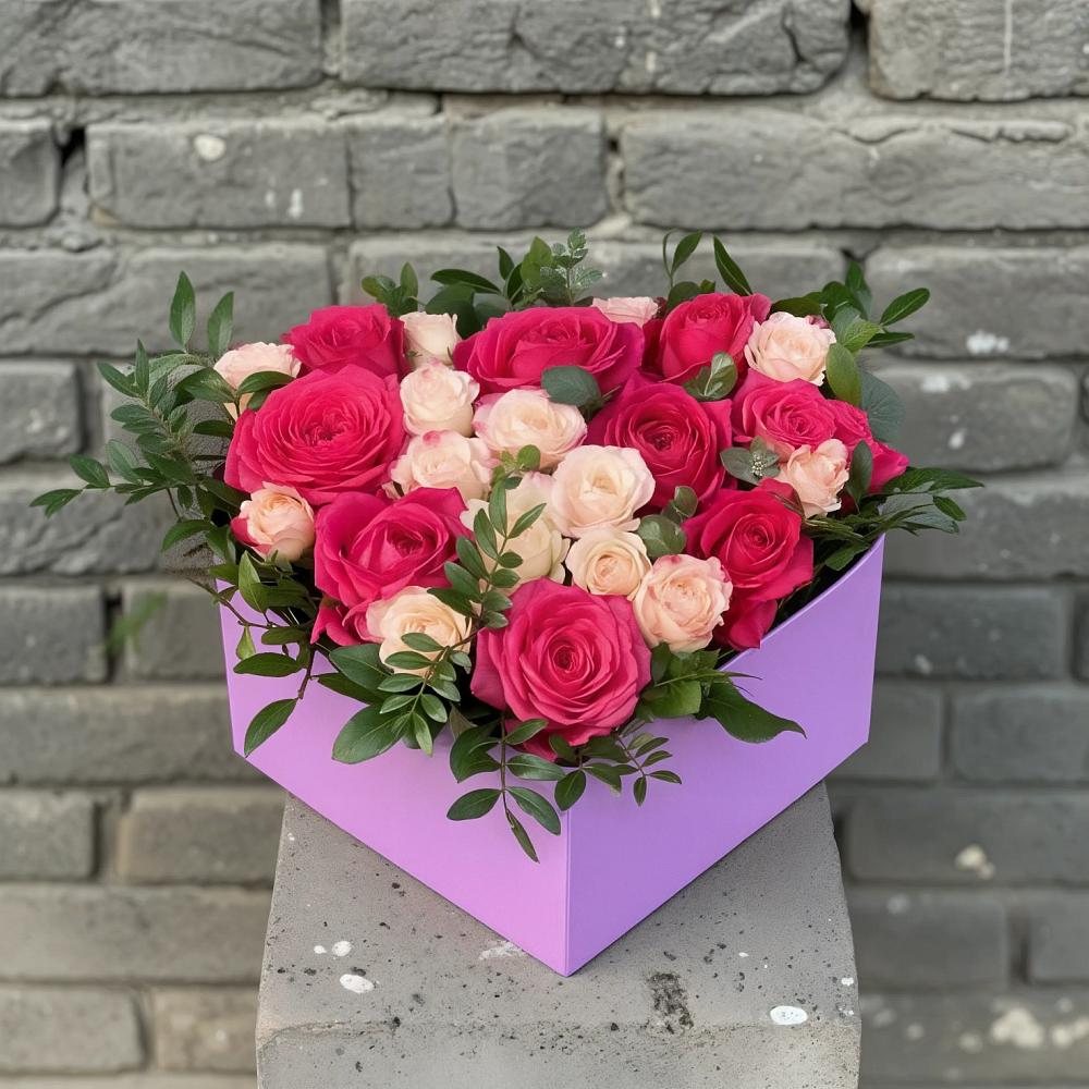 Цветочная композиция из Розы в коробке в Краснокумском