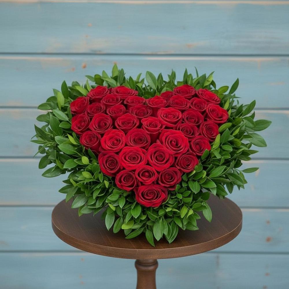 Цветочная композиция из Розы в виде сердца в Краснокумском