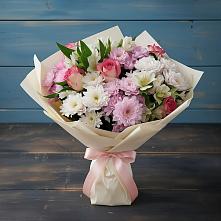 Букет цветов из:  Хризантемы, Альстромерии и Розы в Краснокумском