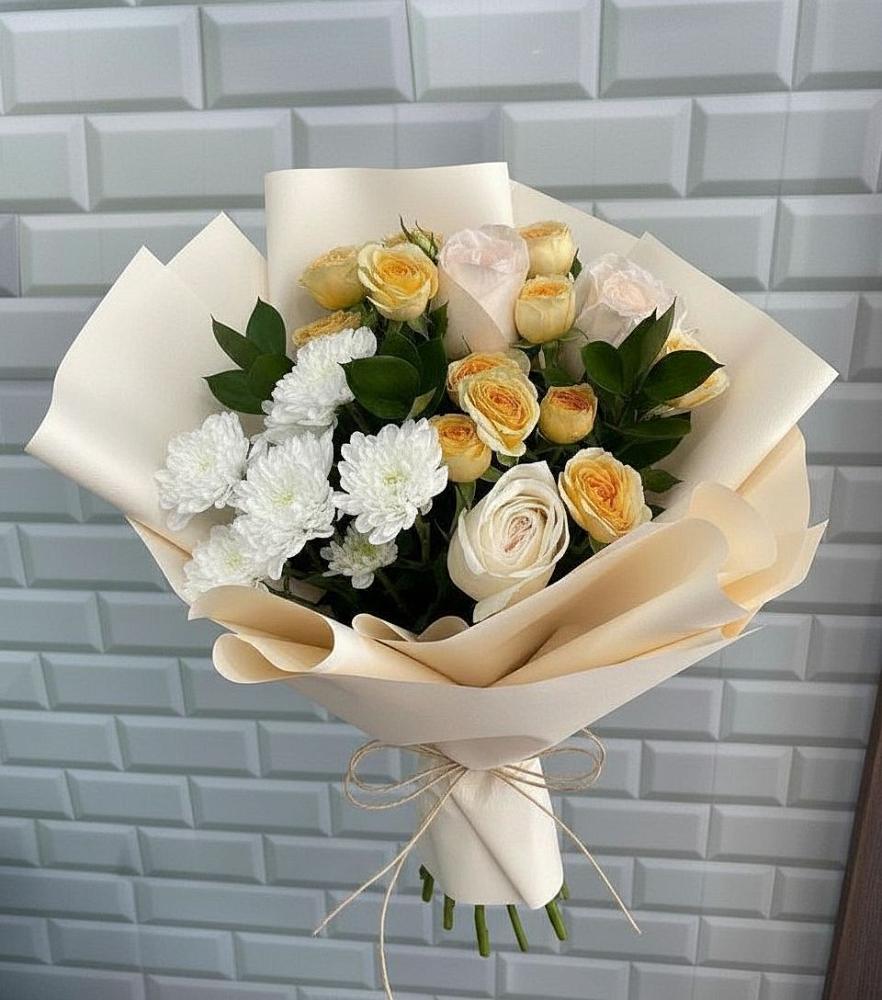 Букет цветов из: Розы и Хризантемы в Краснокумском