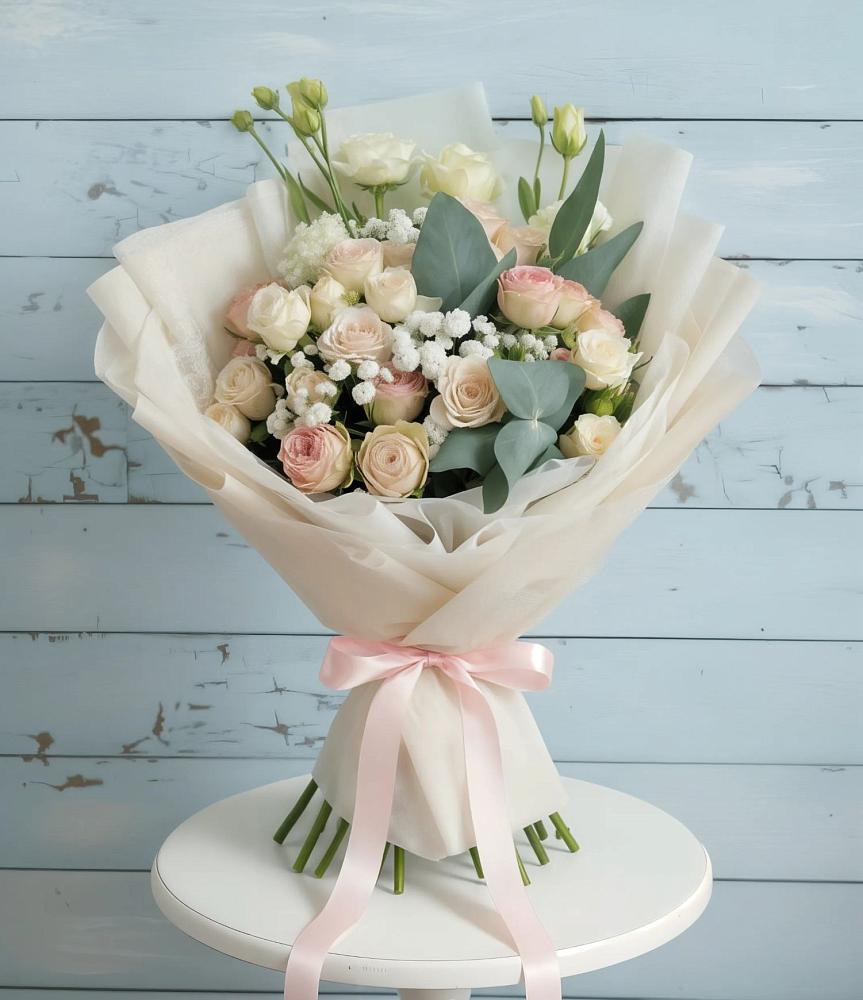 Букет цветов из: Розы и Лизиантусы в Краснокумском