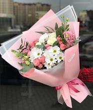 Букет цветов из:  Розы, Лизиантусы и Хризантемы в Краснокумском