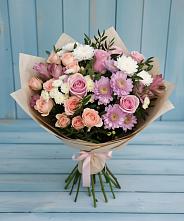 Букет цветов из:  Хризантемы, Розы и Альстромерии в Краснокумском